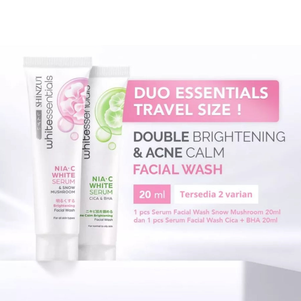 SHINZUI WHITE ESSENTIAL Double Brightening Facial Wash Snow Mushroom & Acne Calm 20ml