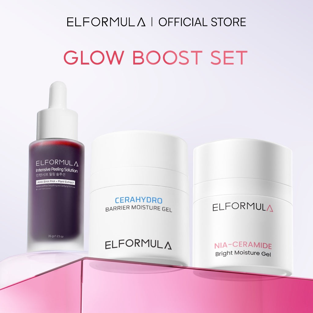 ELFORMULA Intensive Care Bundle 3in1 - Daily Gentle Low pH Facial Cleanser + Intensive Peeling Solution + CeraHydro Barrier Repair Moisture Gel