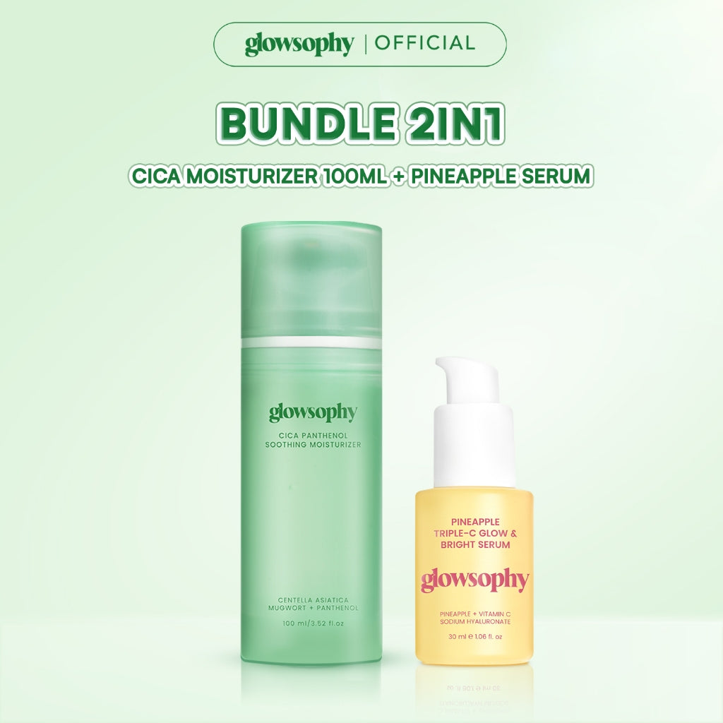 Glowsophy Bundle 2in1 Glow Skin CICA Centella Soothing Moisturizer 100 ml + Pineapple Triple-C Glow and Bright Serum 30 ml