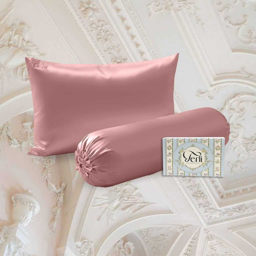 BUNDLE Sarung Bantal dan Guling Set PREMIUM Satin Silk Beauty Boost Pillowcase dan Bolster Case
