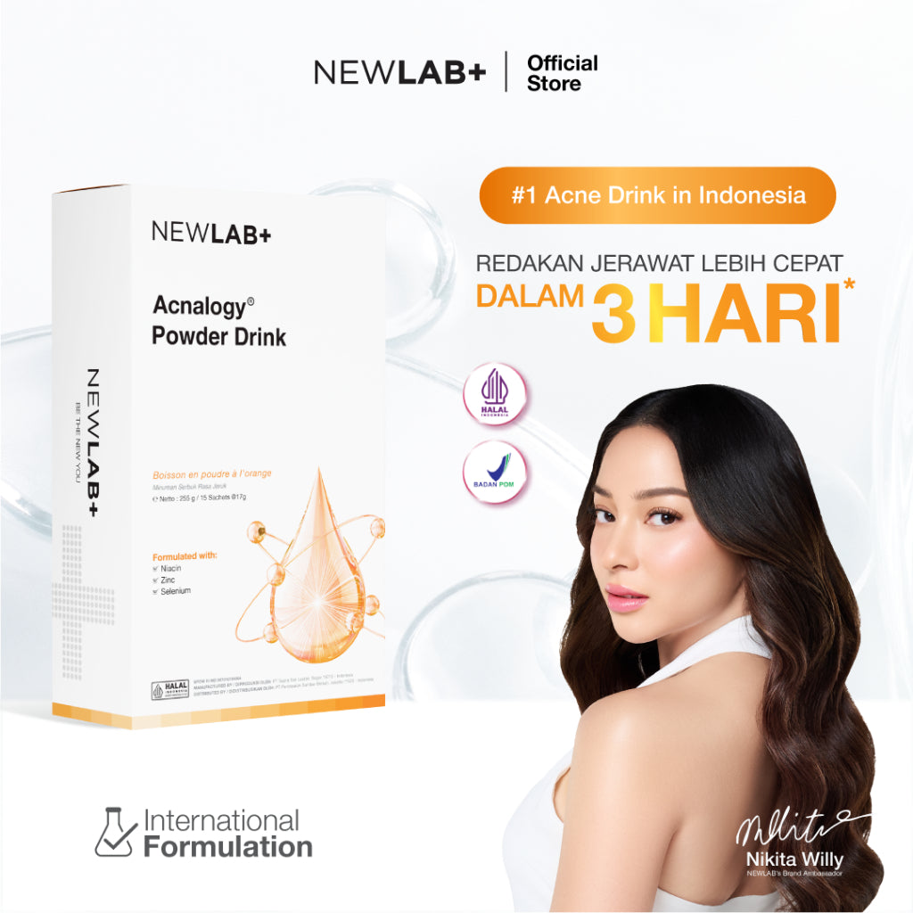 NEWLAB Acnalogy Powder Drink | Acne Drink | Minuman Obat Jerawat untuk Meredakan Bekas Jerawat dan Flek Hitam BPOM 15 Sachet