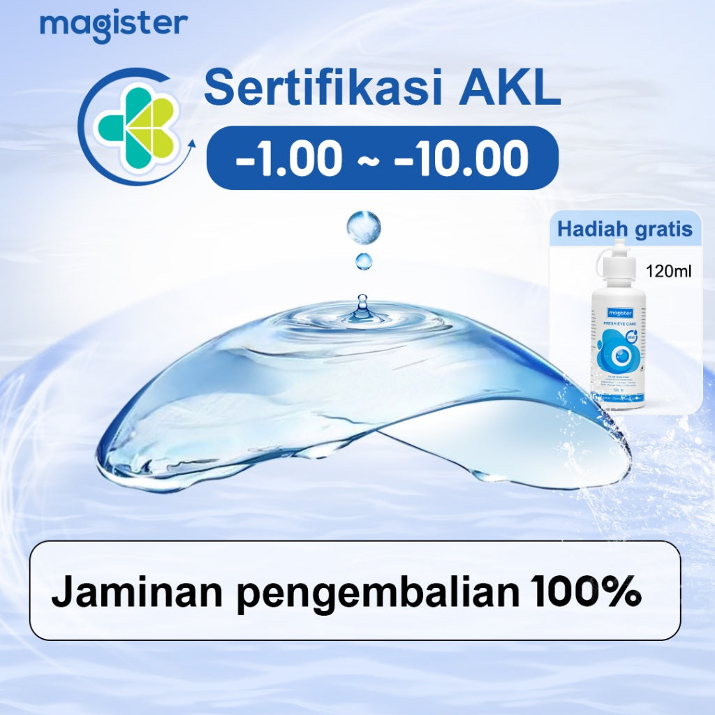 Magister Softlens with solutin Minus Clear lens  -1.00 s/d -10.00 lensa kontak 14.00mm 6 Monthly softlen  nyaman dan alami Solusi perawatan hadiah waktu terbatas