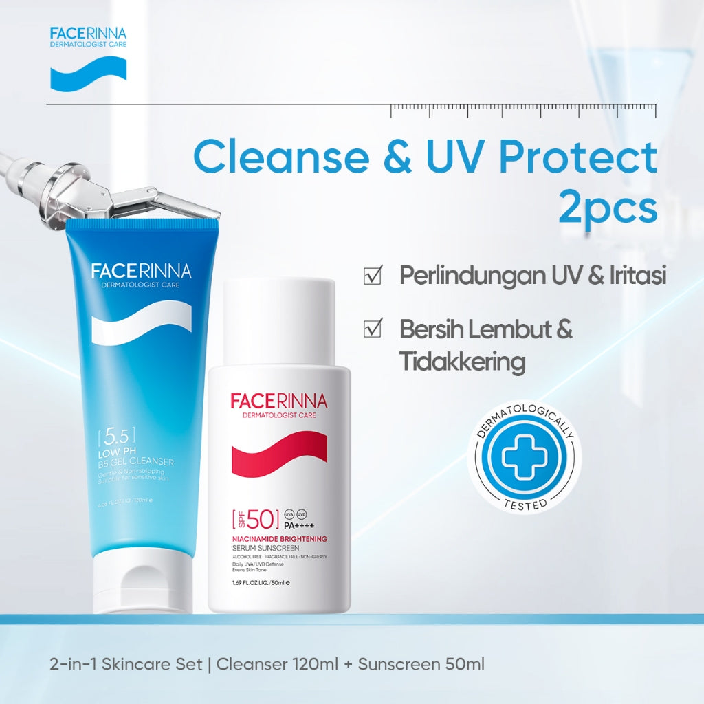 FACERINNA Low pH B5 Gentle Cleanser 70ml / 120ml | Skin Barrier Facial Wash Skincare Face Wash Sabun Cuci Muka Gentle untuk Kulit Sensitif Melembabkan & Memperbaiki Skin Barrier | Brightening Exfoliating Sabun Muka Pembersih Wajah Dengan Amino Acid