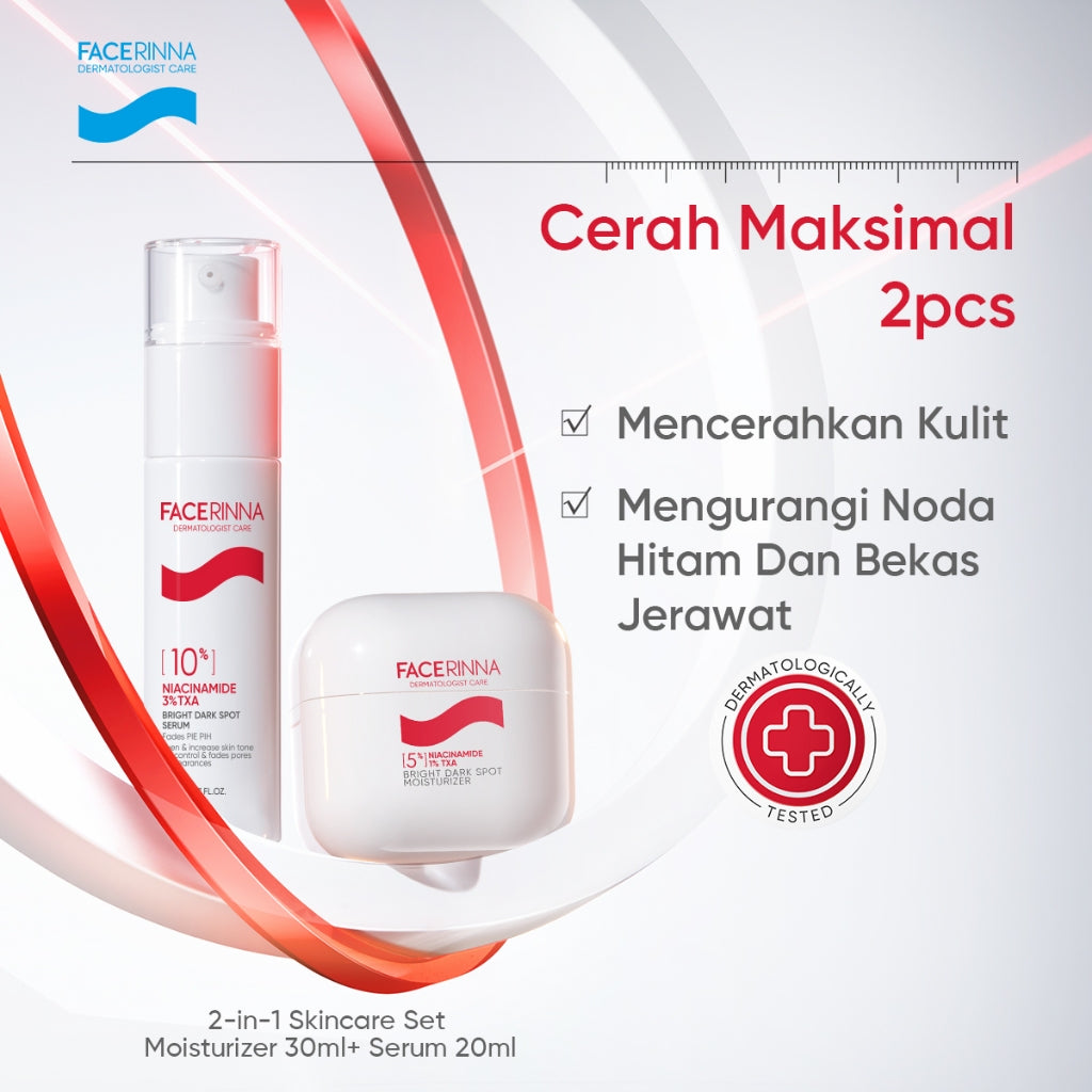 FACERINNA 2pcs Skincare Duo | Moisturizer + Serum | B5 Repair Salicylic Acid Acne Control Niacinamide Brightening Retinol Anti-Aging