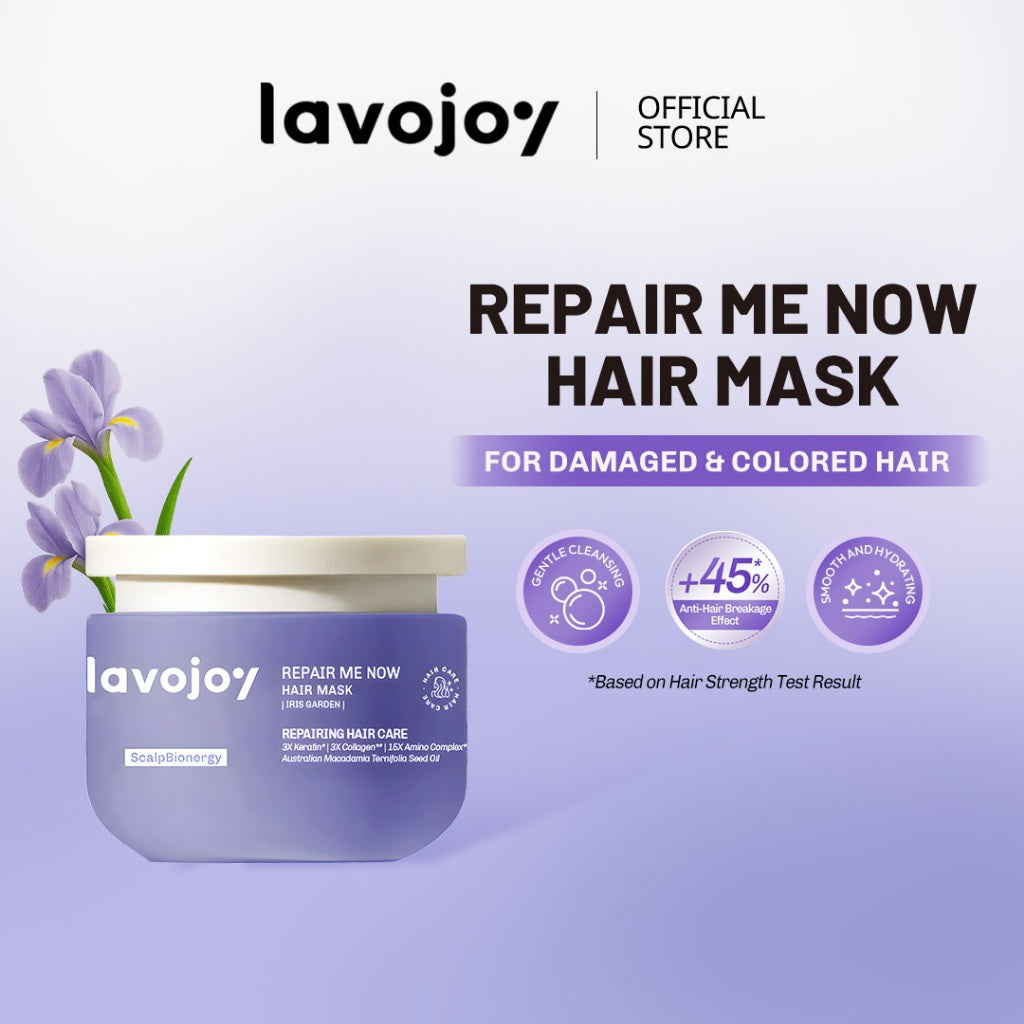 [NEW LAUNCH]  Lavojoy Repair Me Now Hair Mask Iris Garden 250ml | Halus & Berkilau Tanpa Lepek | Multi-Layering Repair With 3×Keratin + 3×Collagen + 15× Amino Complex + Argan + Macadamia Oil + Peptide Hydra-Repair