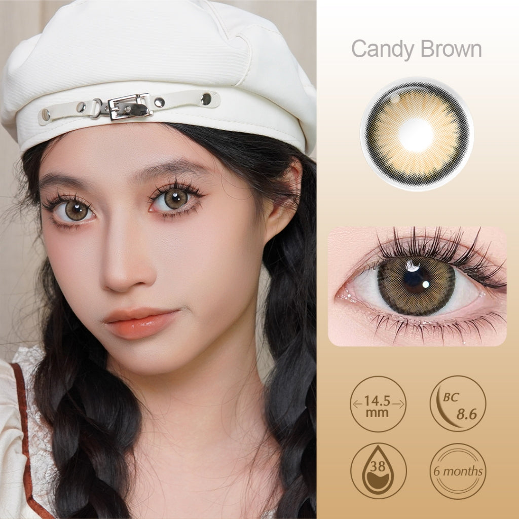[Candy Brown Minus 8.00]Magister Softlens Berwarna Sepasang Big Eyes 14.5mm Candy Brown Allure Gray Softlens 6bulan
