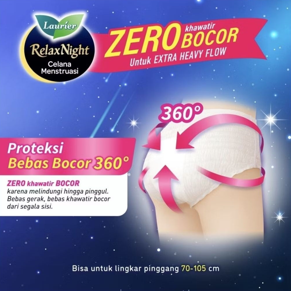 Laurier Relax Night Pembalut Celana Menstruasi Serap Maksimal 2 pcs