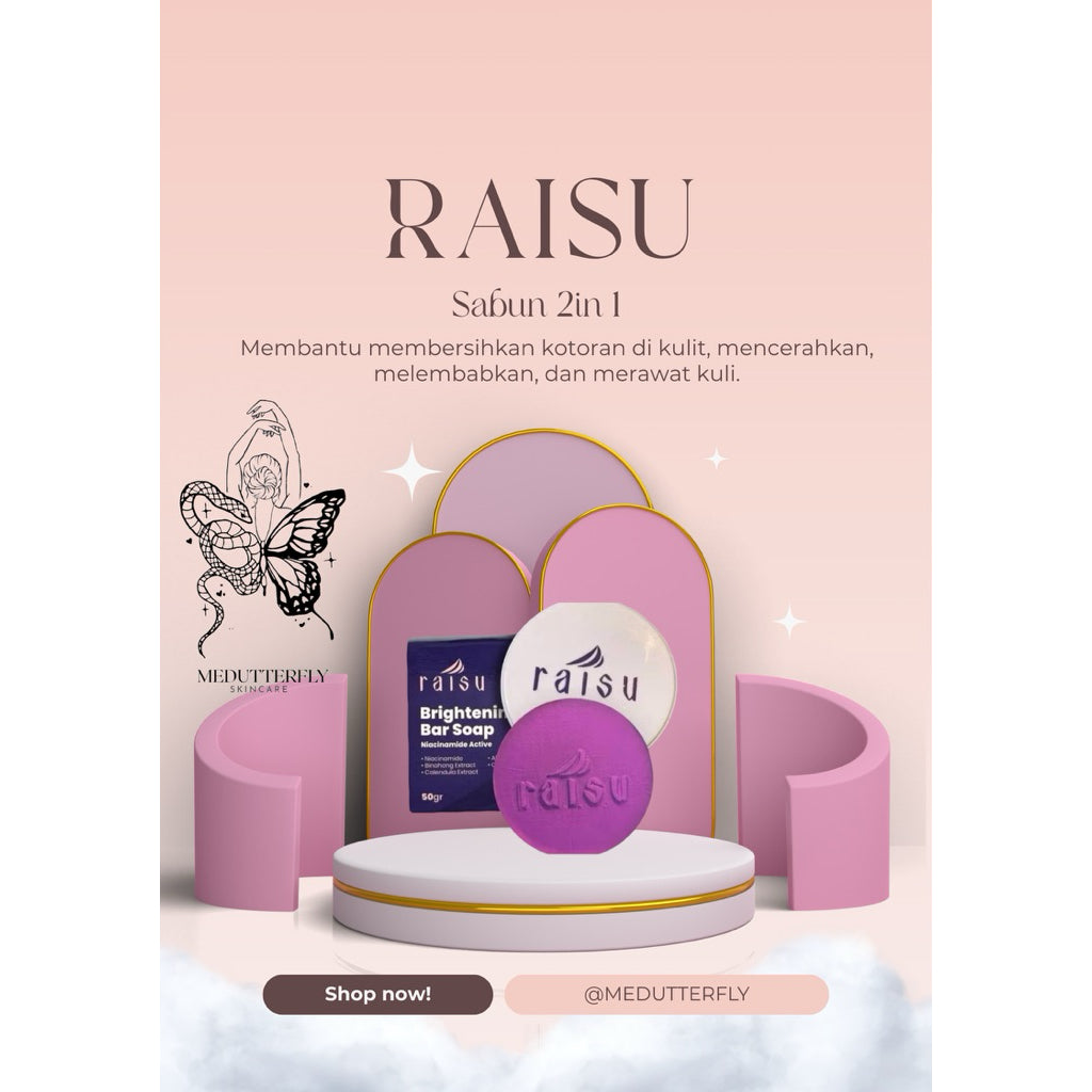 Raisu Brightening bar soap-sabun pencerah 2 in 1
