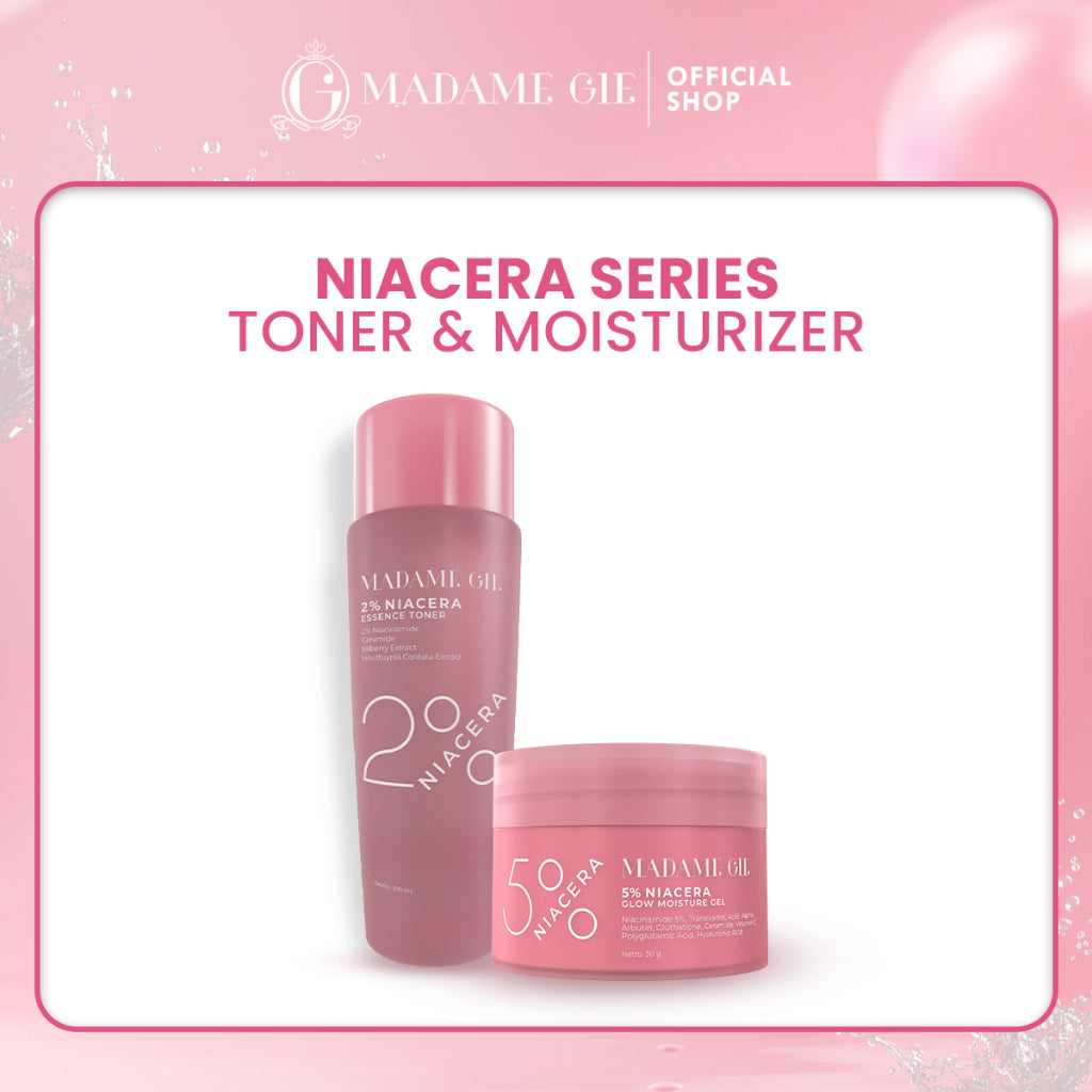 Madame Gie Niacera Bundle All in 1 Skincare Complete Mencerahkan Wajah - Niacera Moisturizer + 10%Niacera Serum + 2%Niacera Essence Serum