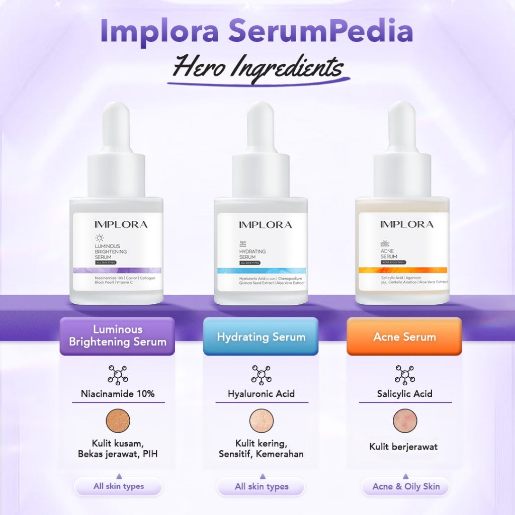 Implora Serum Wajah 20ML | Mencerahkan | Kulit Berjerawat | Komedo Dark Spot | Hydrating