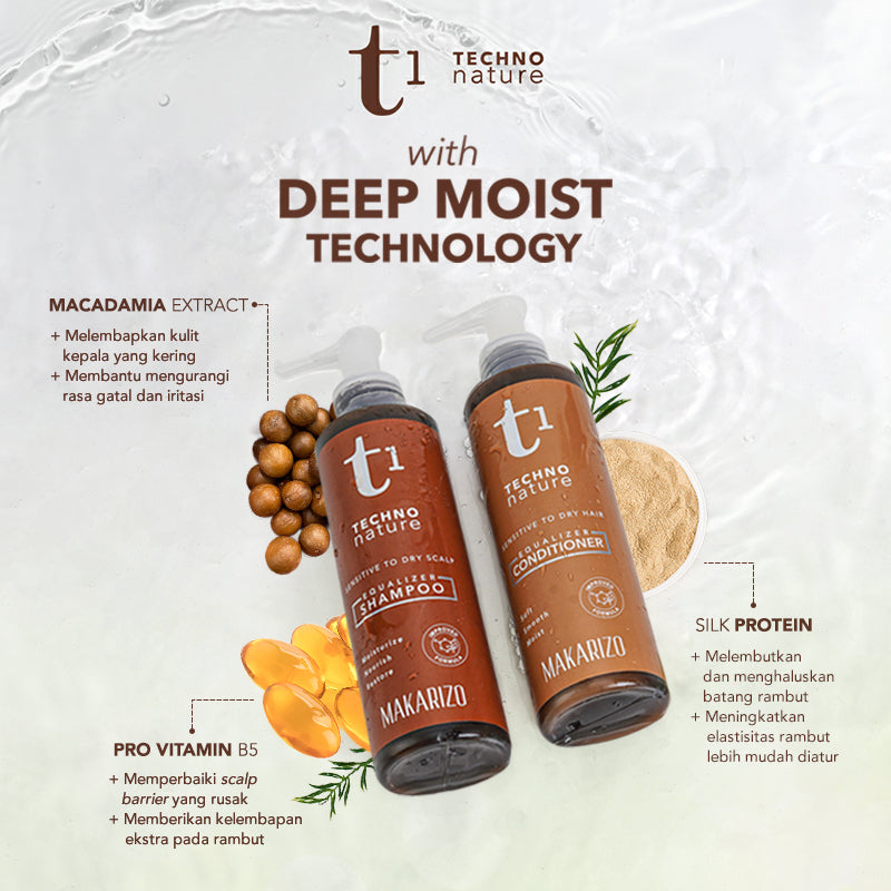 PAKET ISI 2 Makarizo T1 Techno Nature Equalizer Shampoo & Conditioner 180 mL - Shampo Conditioner Non SLS