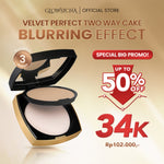 Glowsicha - Velvet Perfect Two Way Cake - Bedak Padat Mencerahkan Menyamarkan Noda Tahan Lama Ringan Glowing Matte Finish Anti Minyak Halus Lembut Cerah Merata Bedak Kulit Berminyak Makeup Harian Compact Powder Foundation