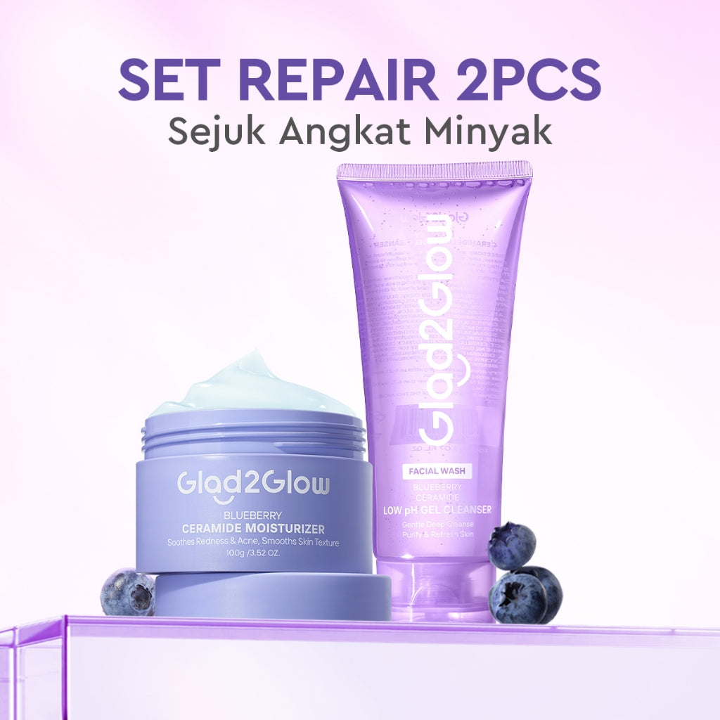 [Big Size]Glad2Glow Blueberry Ceramide Low pH Gel Cleanser 150ml facial wash skincare face wash sabun cuci muka cleansing balm exfoliating exfoliasi wajah sabun muka pembersih wajah Memperbaiki penghalang kulit tetap terhidrasi wajah bersih