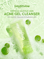 Glad2Glow Centella Salicylic Acid Acne Gel Cleanser  facial wash skincare face wash sabun cuci muka cleansing balm exfoliating exfoliasi wajah sabun muka pembersih wajah merawat serta membantu menenangkan jerawat g2glow official store