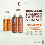 PAKET ISI 2 Makarizo T1 Techno Nature Equalizer Shampoo & Conditioner 180 mL - Shampo Conditioner Non SLS