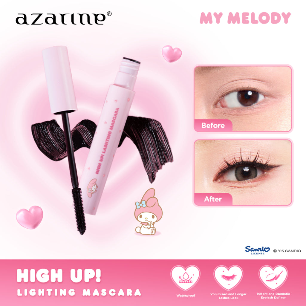Azarine High Up! Lashting Mascara [4gr] Dual Finish Efek Lash Lift untuk Bulu Mata Lebih Tebal Panjang Tahan Lama Waterproof Transferproof Smudgeproof