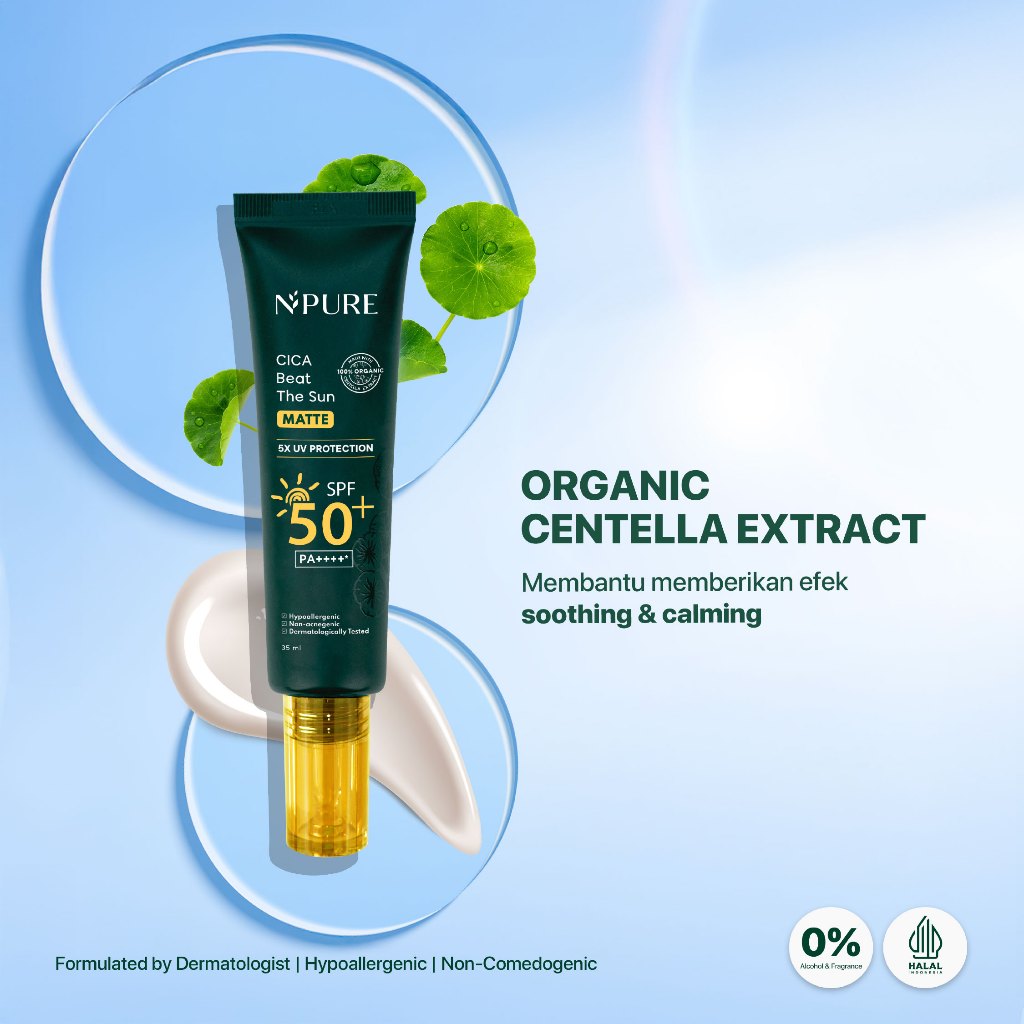 NPURE Sunscreen Cica Beat The Sun Matte SPF 50+ PA++++/ REAL SPF / NO WHITECAST