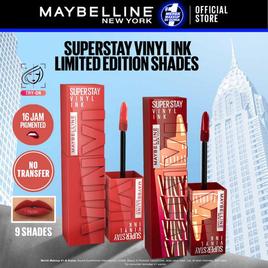 MAYBELLINE OFFICIAL Superstay Vinyl Ink 4.2 ml LIMITED EDITION - Shiny Pigmented Liquid Lipstik Lipstick
