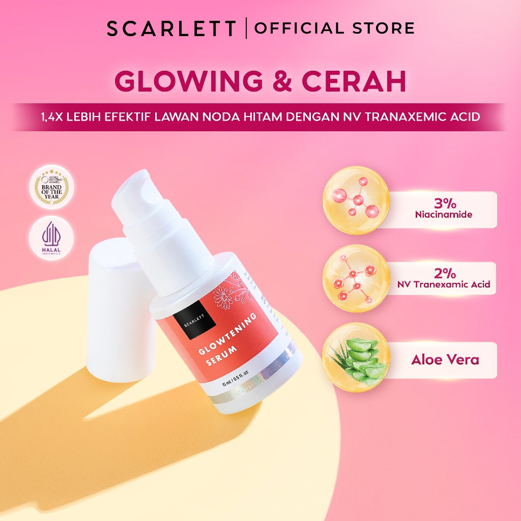 SCARLETT Face Serum - Brightening Serum Mencerahkan Wajah Melembapkan Glowing dan Melindungi Kulit dari Jerawat