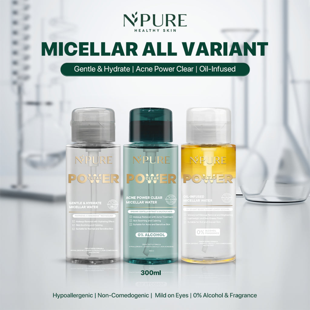 MICELLAR ALL VARIANT - NPURE Acne Power Clear Micellar Water 300ML / Micellar No Alcohol / SLS Free
