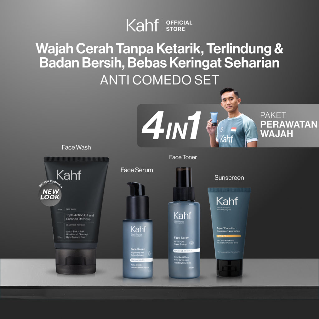 [SPECIAL 11.11 : KAHF BUNDLE 4IN1 PAKET PERAWATAN WAJAH] Paket Face Care Expert Complete Kit (Face Wash + Toner + Serum + Sunscreen Moisturizer) - Wajah Bebas Jerawat, Anti Ketarik, Lembab, & Terlindungi Seharian - Suitable for Daily Use