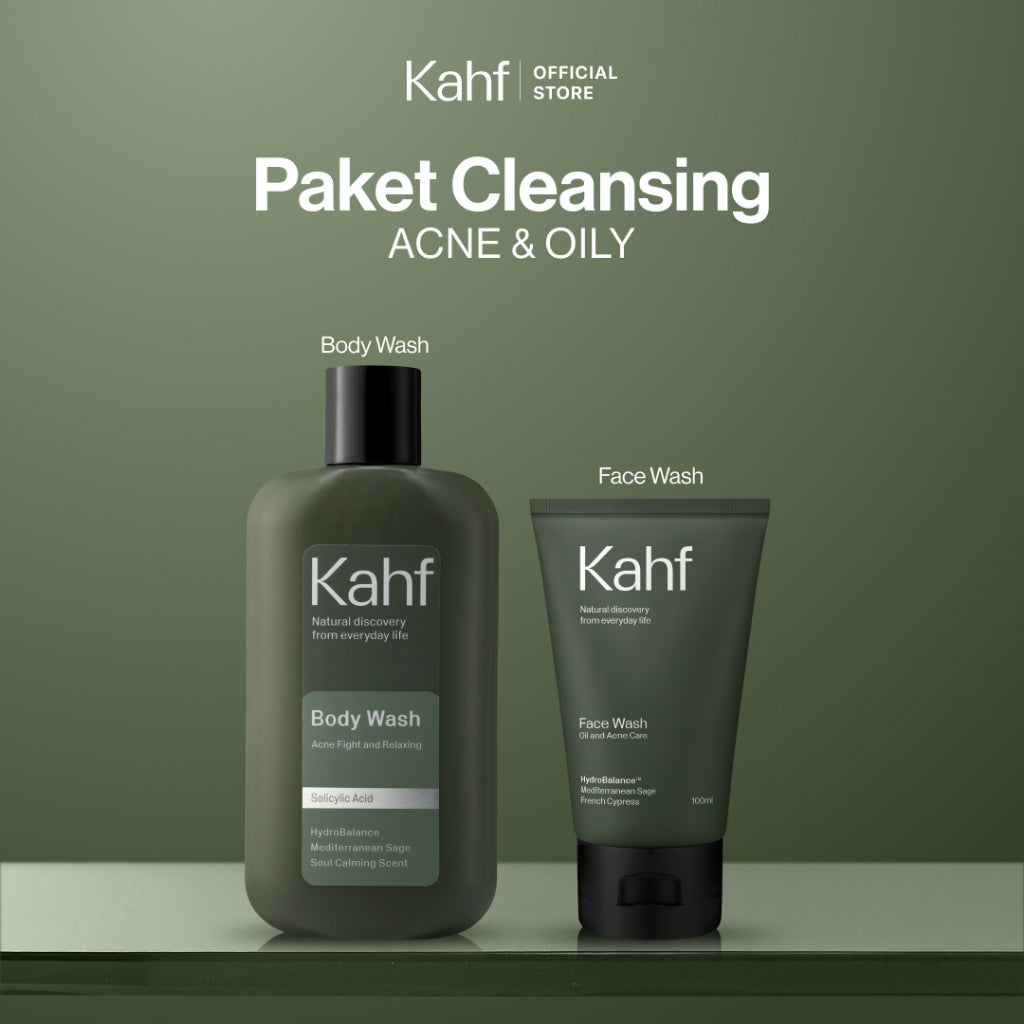 [KAHF BUNDLE 2IN1 PAKET PERAWATAN DAILY USE ESSENTIALS : WAJAH CERAH BEBAS KUSAM + BADAN BERSIH ANTI BAU] Paket Cleansing (Face Wash + Body Wash) - Suitable for Daily Use
