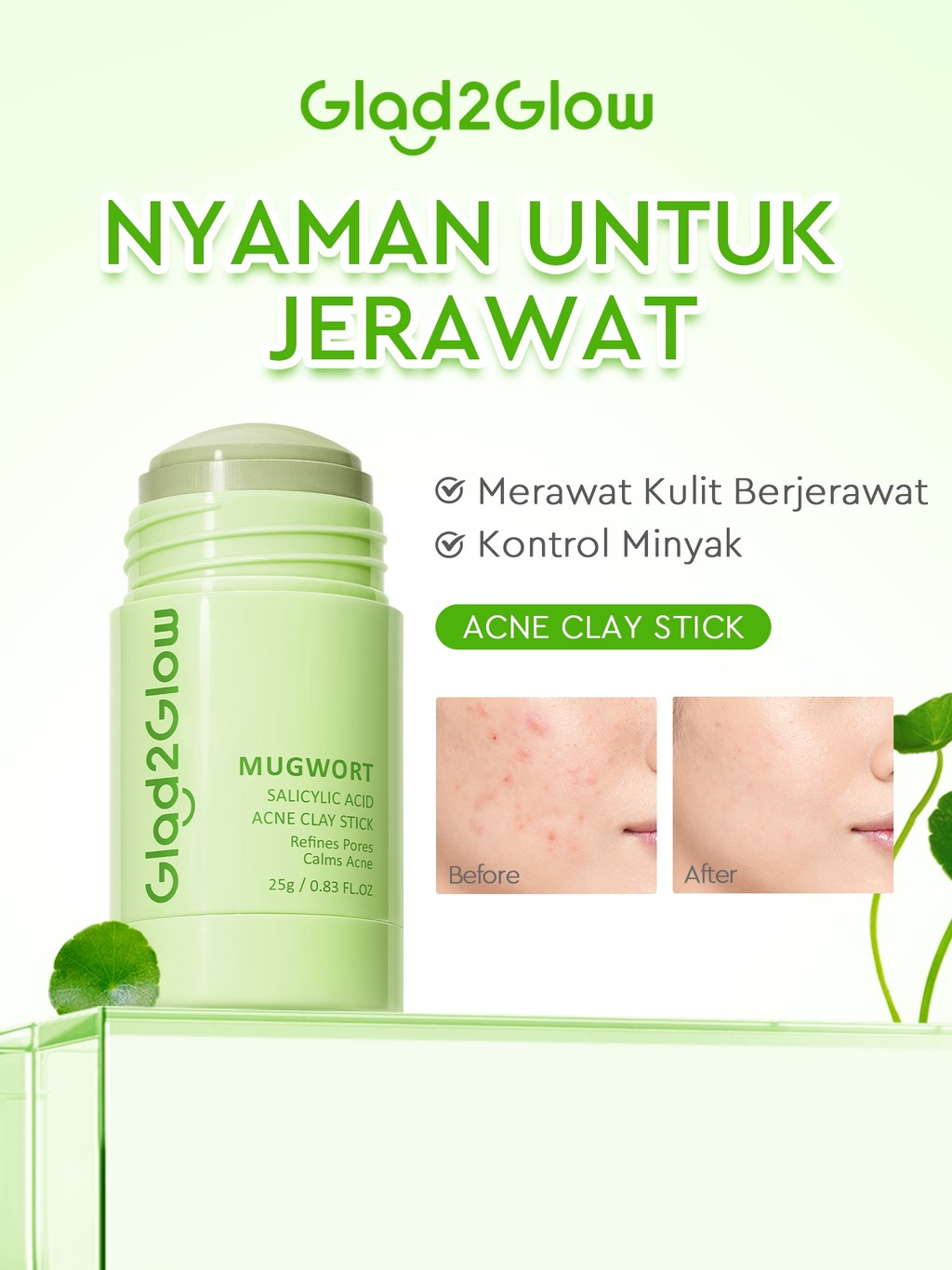 [DISKON 60%]Glad2Glow Clay Stick&Face Mask Complete Series-Pomegranate Brightening/Mugwort Salicylic Acid Acne/ Volcano 3D Acid Pore-masker Packs Masker Wajah Sheet Mask mask sleeping mask mugwort mask acne masker komedo g2glow official store