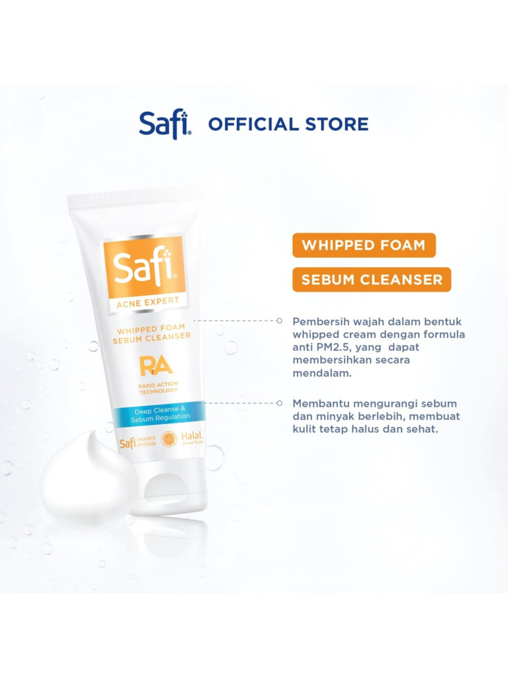 SAFI - Acne Expert - Whipped Foam Sebum Cleanser 100gr - Untuk Jerawat