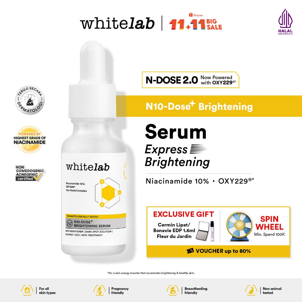 [UPGRADED FORMULA] Whitelab N10-Dose+ Intense Brightening Serum Niacinamide 10% - Serum Pencerah Wajah Intensif Dengan Niacinamide, Oxy229, & Hyaluronic [BPOM]]