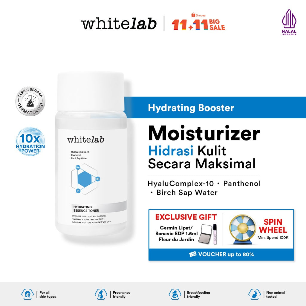 [BUY 1 GET 1] Whitelab Hydrating Essence Toner - Toner untuk Kulit Terhidrasi, Lembap, Kenyal dengan Hyaluronic & Panthenol [BPOM]