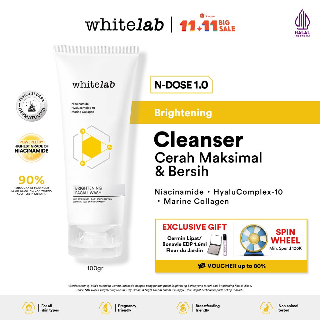 [NEW FORMULA] Whitelab N-Dose+ 2.0 Intensive Brightening Facial - Sabun Pembersih Muka Pencerah Dengan Amino Cleanser Gentle Anti Iritasi (Bpom)
