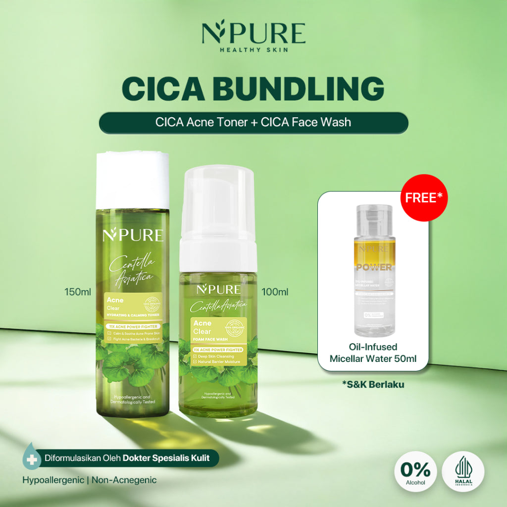 BUY MORE GET MORE - NPURE Paket Face Wash + Toner  Cica 150ml (Cica / Acne Series)