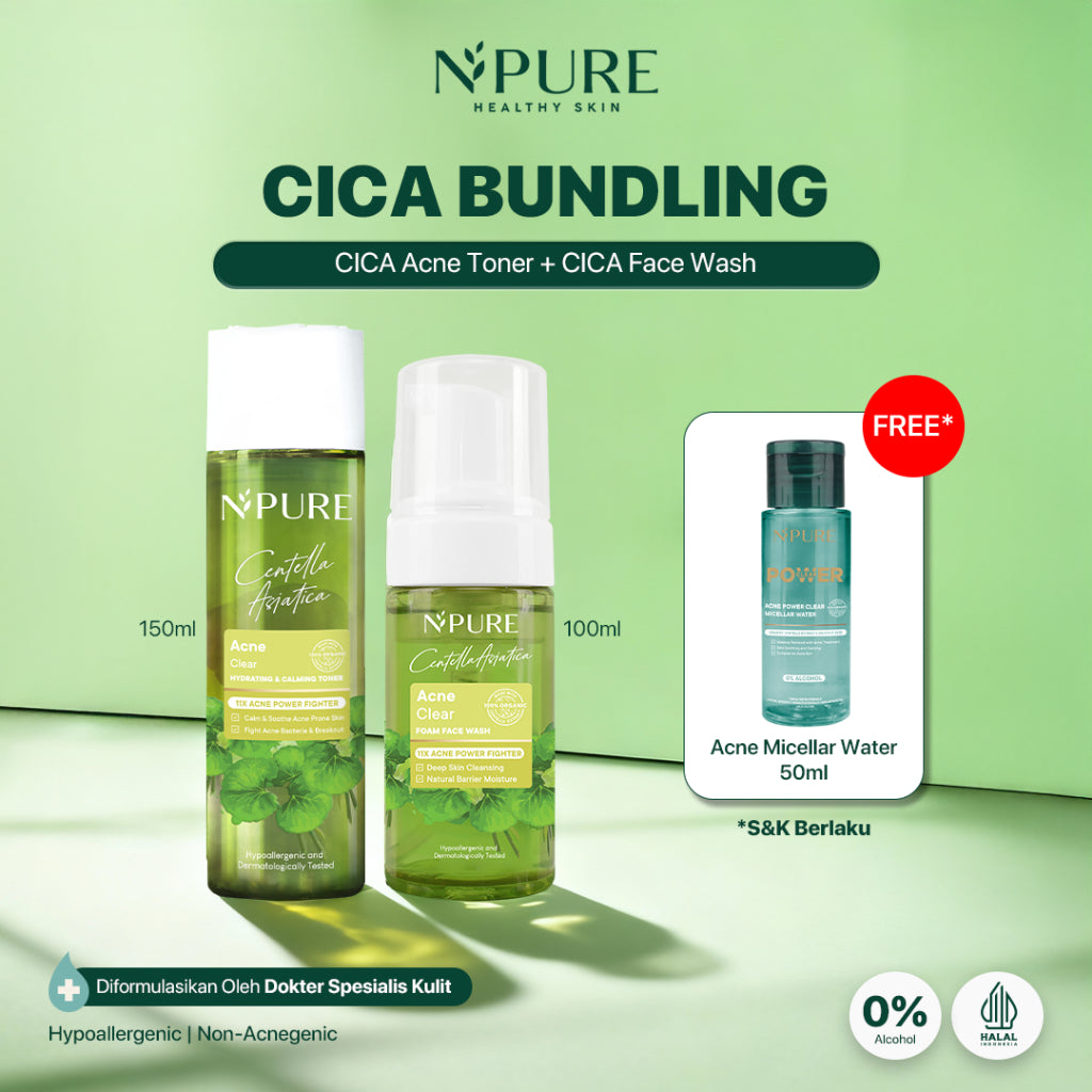 BUY MORE GET MORE - NPURE Paket Face Wash + Toner  Cica 150ml (Cica / Acne Series)