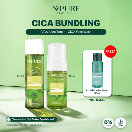BUY MORE GET MORE - NPURE Paket Face Wash + Toner  Cica 150ml (Cica / Acne Series)