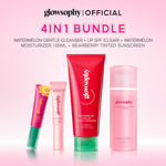Glowsophy Bundle 4in1 Radiant Refresh Set Watermelon Low ph Cleanser +Watermelon Moist 100ml + Lip SPF + Bearberry Tinted Sunscreen - Melindungi dari sinar UVB dan UVA, Moisturizer, Pelembab Wajah Ringan Mencerahkan Kulit dan Meratakan Wa