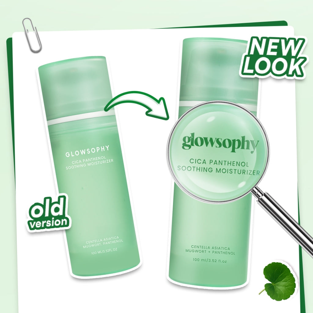 Glowsophy Bundle 2Pcs CICA Panthenol Soothing Moisturizer Calming Redness Mugwort Gel Day and Night Skincare 100 ml Gel Pelembab Kulit Berjerawat Membantu Menenangkan Jerawat Kemerahan