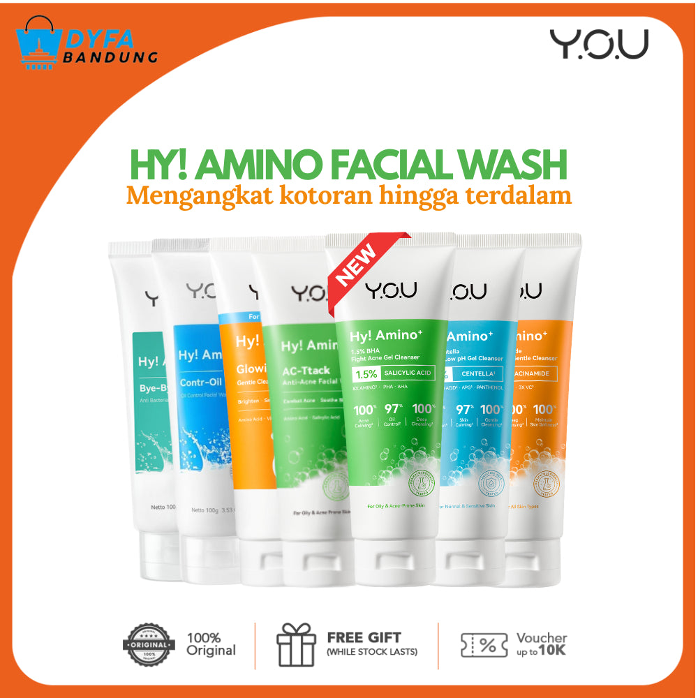 Y.O.U HY! Amino Facial Wash Series | Ac-Ttack | Glo-Win | Glowing Gentle | Contr-Oil | Bye-Byeteria Brightening | 2% Niacinamide | 1.5% BHA Fight Acne | 20% Centella