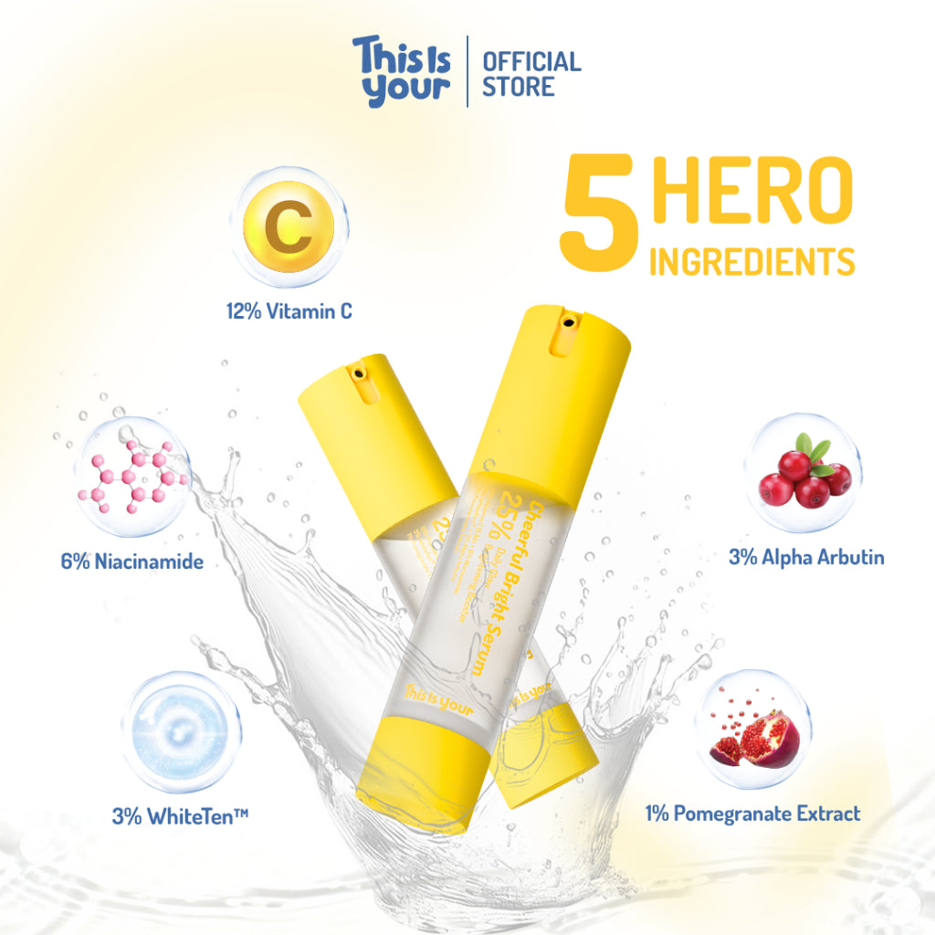 [SOFT LAUNCH EXCLUSIVE] This Is Your Cheerful Bright Serum 20ml | Mengandung 12% Vit C, 6% Niacinamide, 3% Alpha Arbutin & White Ten |Mencerahkan kulit wajah dalam 28 hari, membantu memudarkan noda hitam, glowing alami tanpa usaha berlebihan