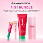 Glowsophy Bundle 4in1 Radiant Refresh Set Watermelon Low ph Cleanser +Watermelon Moist 100ml + Lip SPF + Bearberry Tinted Sunscreen - Melindungi dari sinar UVB dan UVA, Moisturizer, Pelembab Wajah Ringan Mencerahkan Kulit dan Meratakan Wa