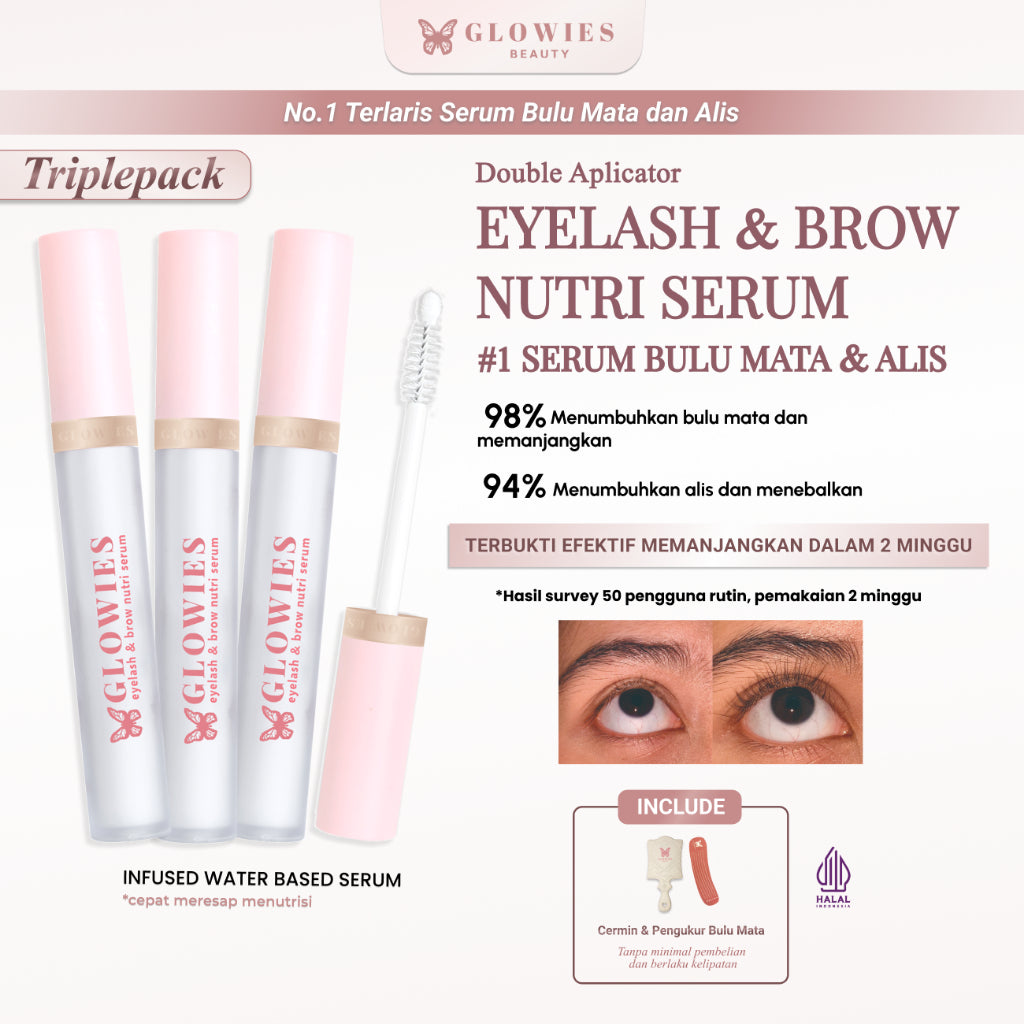 Glowies Triplepack Serum Bulu Mata 3 Pcs Serum Bulu Mata dan Alis Eyelash 4 ml Water Based Serum Menumbuhkan Bulu Mata Memanjangkan dan Merawat Bulu Mata & Alis