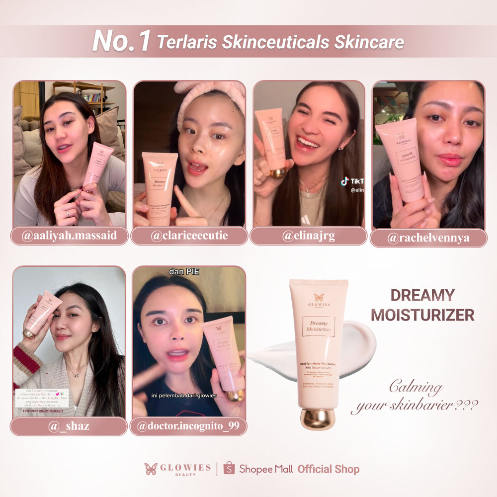 [DR. INCOGNITO APPROVED] Glowies Beauty Dreamy Moisturizer isi 80ml with korean Formulation 7% Azeclair 6% Niacinimide Alpha Arbutin 5x Ceramide membantu Mencerahkan Kulit Menghilangkan jerawat PIE PIH Memperbaiki Skin Barrier Acne Repair Non Comedogenic