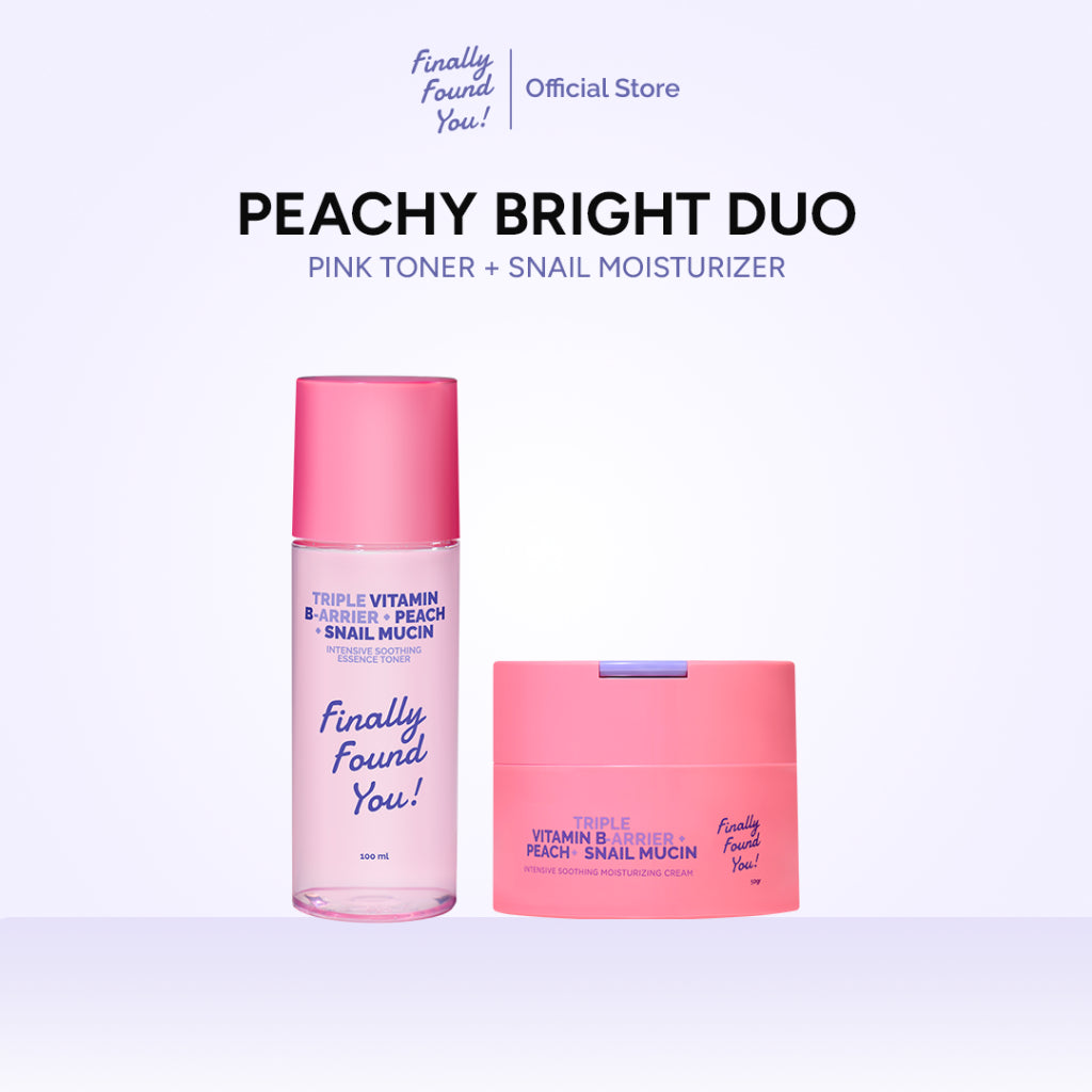 Finally Found You! Bright Balance Kit : Triple Vitamin B-Arrier + Peach + Snail Mucin Intensive Soothing Essence Toner 100mL + Soy Bright! Moisturizer 30gr/Snail Moisturizer 50gr