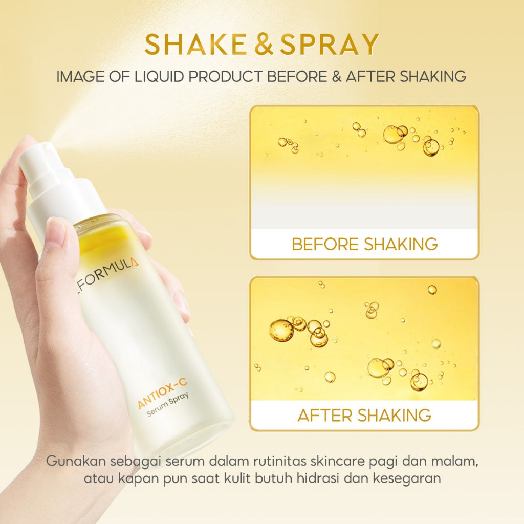 ELFORMULA Antiox-C Serum Spray - Spray Serum Kaya Vitamin & Fase Minyak Antioksidan Face Mist Primer Setting Spray untuk Instant Radiant Glow Wajah Pelembab Kulit Halus dan Lembab Glowing Booster Multifungsi Skincare Makeup Oil Control