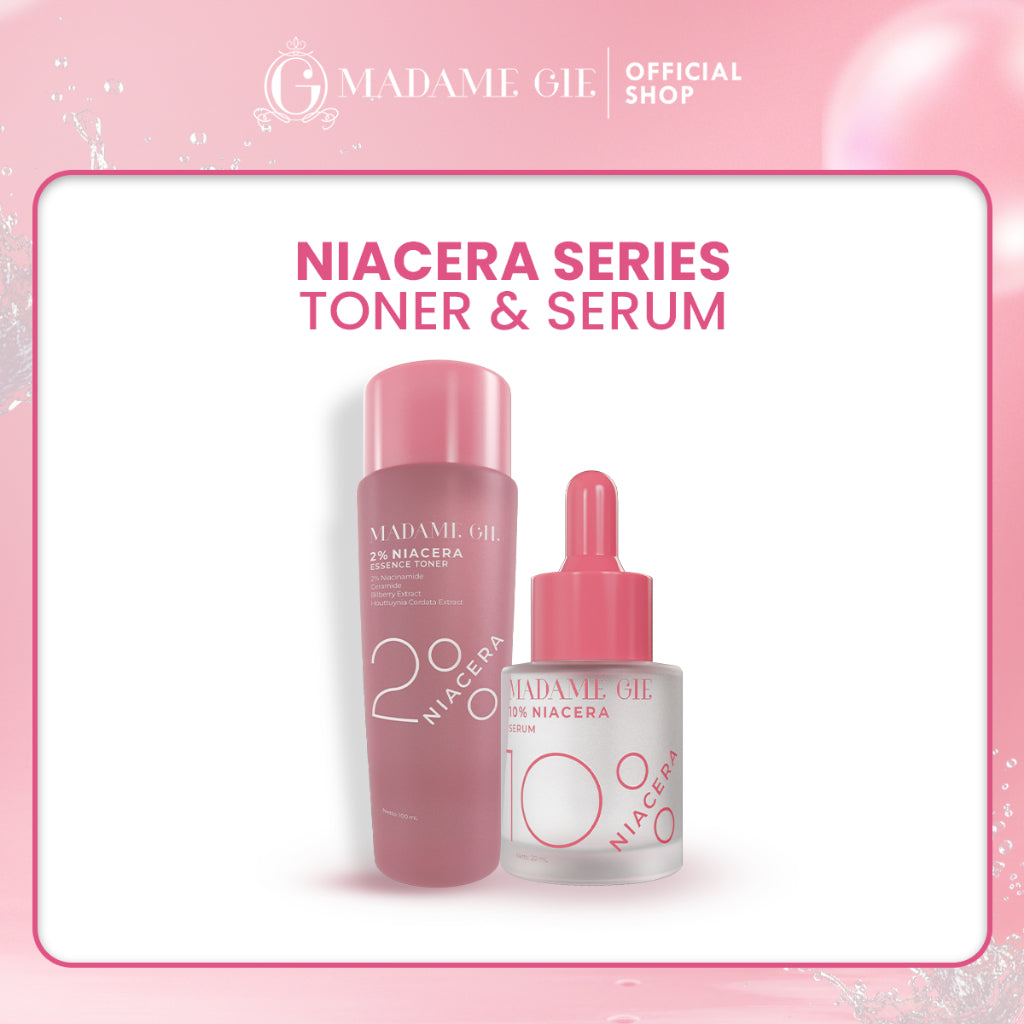 Madame Gie Niacera Bundle All in 1 Skincare Complete Mencerahkan Wajah - Niacera Moisturizer + 10%Niacera Serum + 2%Niacera Essence Serum