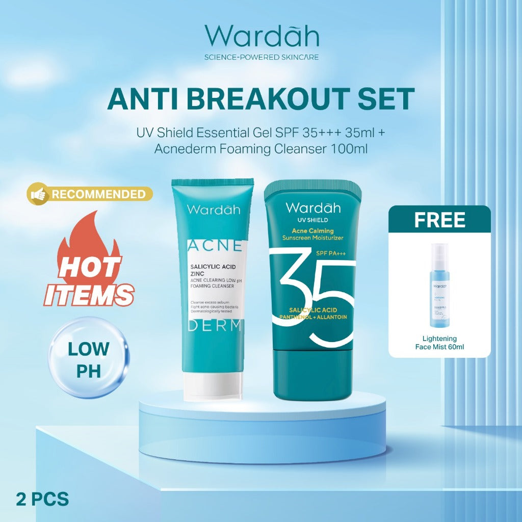 NEW WARDAH Paket Face Wash Gentle Low Ph Lightening Sunscreen UV Shield SPF 35 SPF 50 Sabun Cuci Muka Untuk Semua Jenis Kulit Tanpa Rasa Ketarik Menghidrasi dan Menenangkan Kulit Sunscreen UV Shield Skincare Routine Perawatan Kulit - Skincare