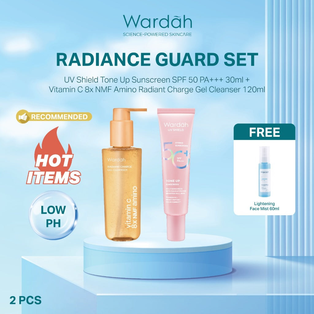 NEW WARDAH Paket Face Wash Gentle Low Ph Lightening Sunscreen UV Shield SPF 35 SPF 50 Sabun Cuci Muka Untuk Semua Jenis Kulit Tanpa Rasa Ketarik Menghidrasi dan Menenangkan Kulit Sunscreen UV Shield Skincare Routine Perawatan Kulit - Skincare