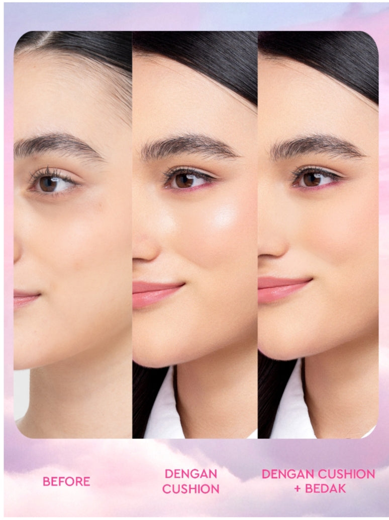 Glad2Glow 2in1 Perfect Pair Cushion Powder Foundation Waterproof Make Up Setting BB Cream Concealer Foundation bedak padat Wajah Extract Mencerahkan Cover Tinggi  long lasting Tahan 12Jam tahan lama Velvet To Matte skin tint wanita g2glow official store