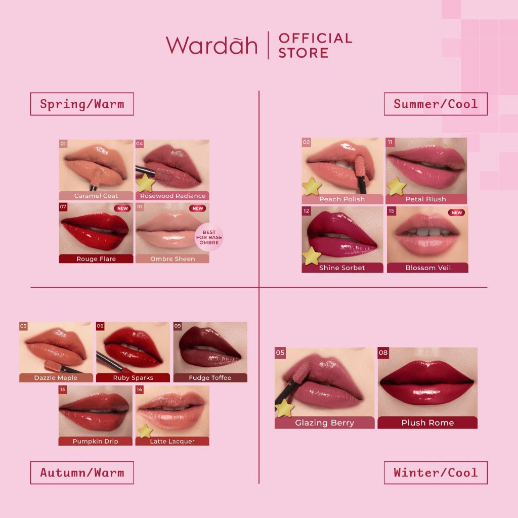 BEST SELLING! WARDAH Glasting Liquid Lip PINK POWER Lip Stain Lipgloss Lipstik Liptint Lip Matte Lipstick Lipcream Cleopatra Look Lip Cream Glossy Lip Longlasting Waterproof Tahan Lama Glaze Lip Makeup Two Tone Lip