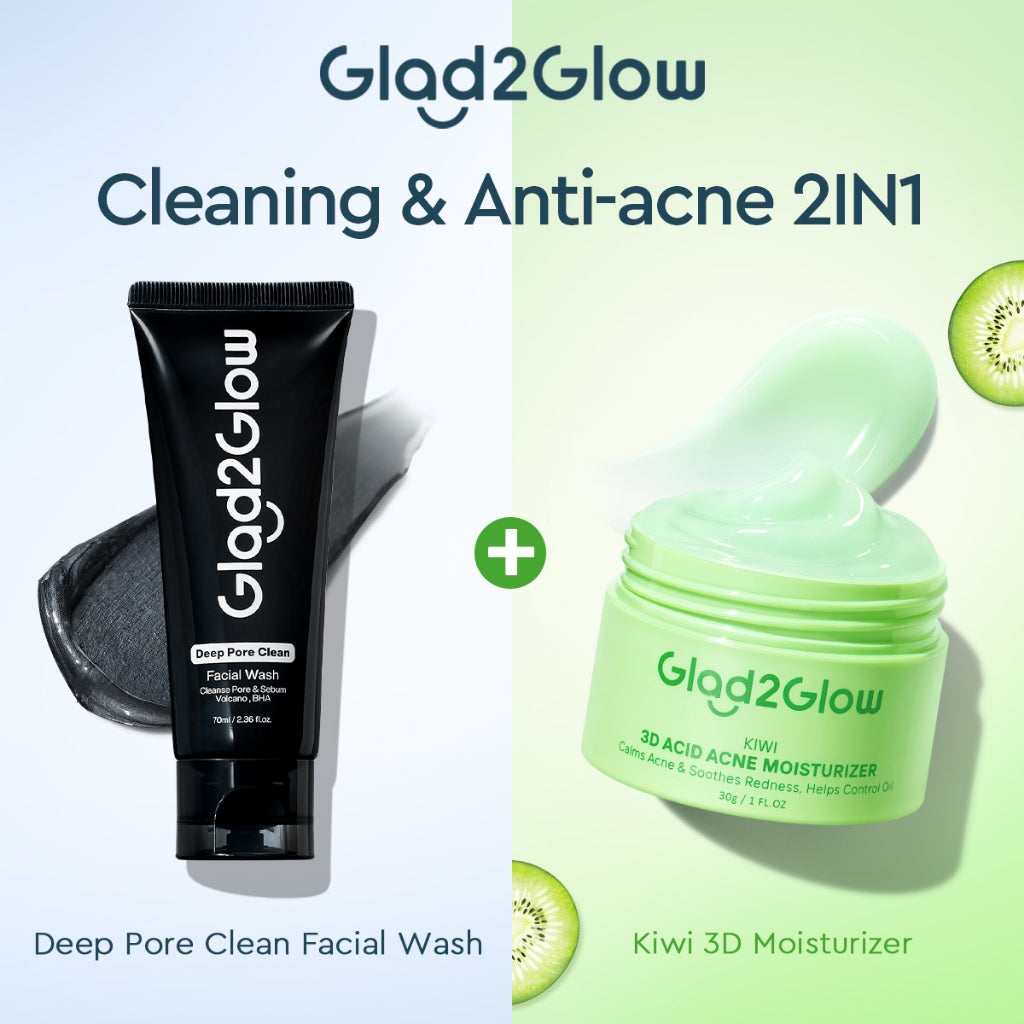 [NEW]Glad2glow Cleansing and Care Super Combo Volcanic Ash+BHA Deep Pore Clean Facial Cleanser Mencegah Komedo Face Wash Anti Jerawat Mengontrol Minyak Mencerahkan Kulit Mengecilkan Pori-Pori Pembersihan Mendalam g2glow official store