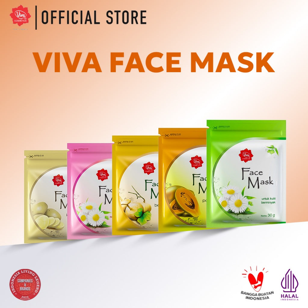 Viva Face Mask Papaya with Vit A, C, Enzim Papain & Salt Mineral - 30gr